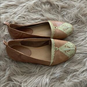 Anthropologie Latigo Bonzai Rust Red Leather Embroidered Ballet Flat 8